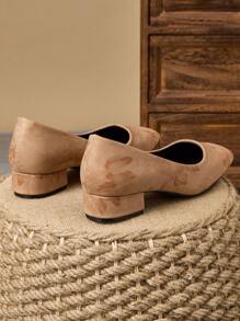 Women's Square Toe Low-Cut Slip-On Pumps, Outdoor/Travel/Casual Versatile Camel Color Fashion Chic Loafers