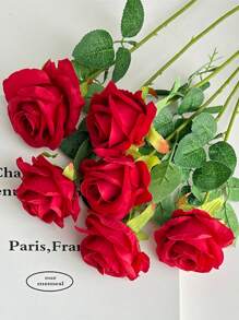 1 pieza / 3 piezas / 5 piezas Rosas artificiales - Flor artificial para el Día de la Madre, Día de San Valentín, decoración familiar, boda, festival con flores falsas