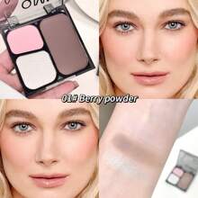 QMN Paleta de contorno del cielo nocturno, 3 colores de polvos naturales para esculpir y contornear, resistente al agua y al sudor, ligero y de larga duración, iluminador mate y brillante, realza la lisura facial, da forma a los contornos faciales