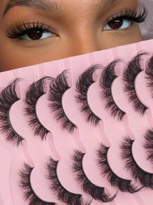 7 对 3D 猫眼仿貂皮睫毛 - 超浓密迷人，DD 卷曲，8-17 毫米长度，蓬松迷人闪亮的眼睛，易于 DIY 和可重复使用，适合初学者，非常适合戏剧性的眼睛扩大效果，手工制作的睫毛延长 - 眼尾拉長款 - 查看 2