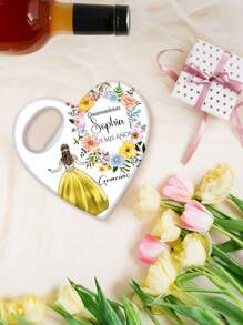 1pc/Bulk Customized 15th Birthday Party Favor, Princess Rose Heart-Shaped Bottle Opener, Sweet 15th Birthday Fridge Magnet, 15th Birthday Party Guest Gift Souvenir, Suitable For 15 Year Old Girls - Multicolor - View 2