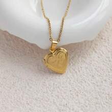 定制照片个性化小吊坠项链，心形吊坠项链，纪念首饰，伴娘礼物，圣诞礼物，送给她的礼物，返校礼物，学校礼物，送给老师的礼物，送给同事的礼物，宿舍装饰礼物，男女皆宜，青少年适用，中性款，休闲，定制，送给她的理想礼物，男友，女友，家人，朋友，定制婚礼配饰，复古服饰 - 彩色 - 查看 3