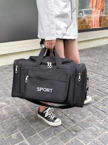 旅行健身包 防水短途旅行包 便携式运动健身包 瑜伽训练包 大容量手提包 手提袋 旅行包，可折叠大容量便携旅行包 - 黑色 - 查看 6