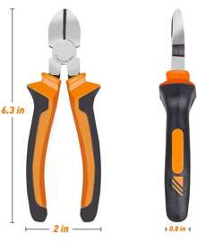Wire Cutter For Artificial Flowers And Crafts, 6 Inch Side Cutters Chicken Wire Cutters Heavy Duty Diagonal Cutting Pliers Faux Flowers Wire Clippers, Orange - 黑色 - 查看 8