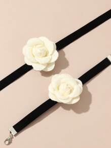 2 件套玫瑰花项链和手链首饰套装，送给女孩的礼物