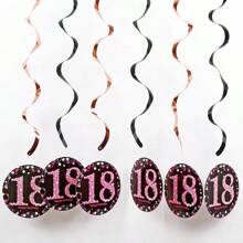 1set Rose Gold PVC Spiral Happy Birthday Swirl 18/21/30/40/50/60/70/80 Years Old Hanging Ornaments Birthday Party Decorations Birthday Decor