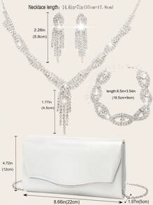 Women's Rhinestone Jewelry Rhinestone Jewelry Set Sparkling Necklace Earrings Bracelet Set Sparkling Wallet Handbag Envelope Women's Ball Sparkling Handbag Silver Colorful Flip Cover Bag Wedding Party Handbag Cocktail Party Wedding New Wallet Banquet Bag Evening Dress Women's Bridal Evening Dress Ball