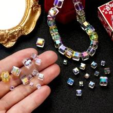 50pcs Shiny Artificial Crystal Cube Beads 4/6/8mm - Ideal For DIY Jewelry Making, Bracelets, Necklaces, Earrings - Craft Materials For Small Businesses - New AB - View 10