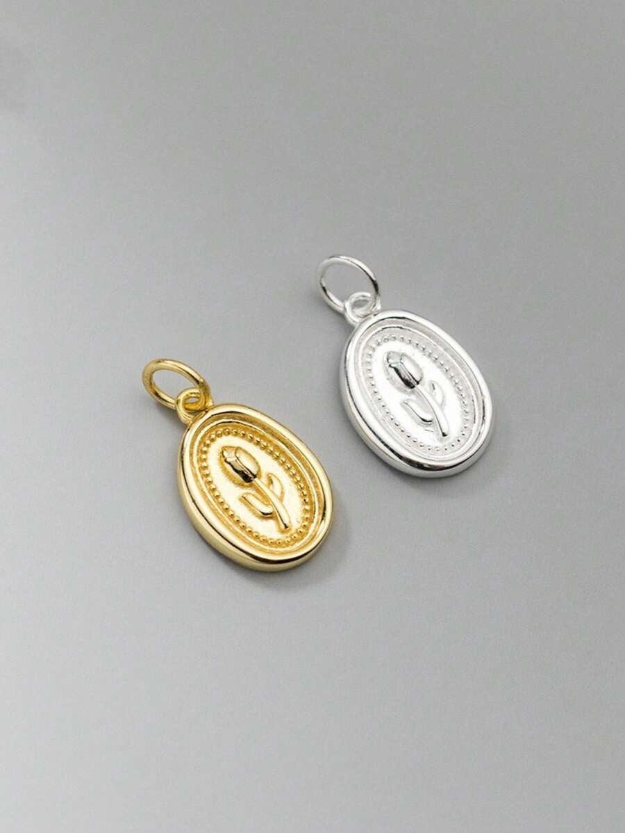 925 Sterling Silver Gold-Plated Vintage French Tulip Pendant Necklace, Unique High-End Sweater Chain For Women