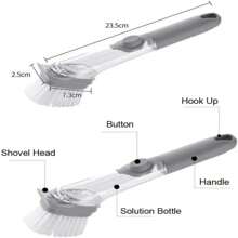 Slouchy Dishwashing Brush, Soap Dispenser Scrubber Brush, Self-Filling Long Handle Pot Scrubber Brush Kitchen Scrubber Brush Crafts Non-Stick Oil Scrubber Brush Cleaning Brush, Hydraulic Leak Proof Sealed Pot Brush, Replaceable Brush Heads And Sponge Heads, 2025 New Kitchen Dish Brushes, Efficient Kitchen Cleaning Tools