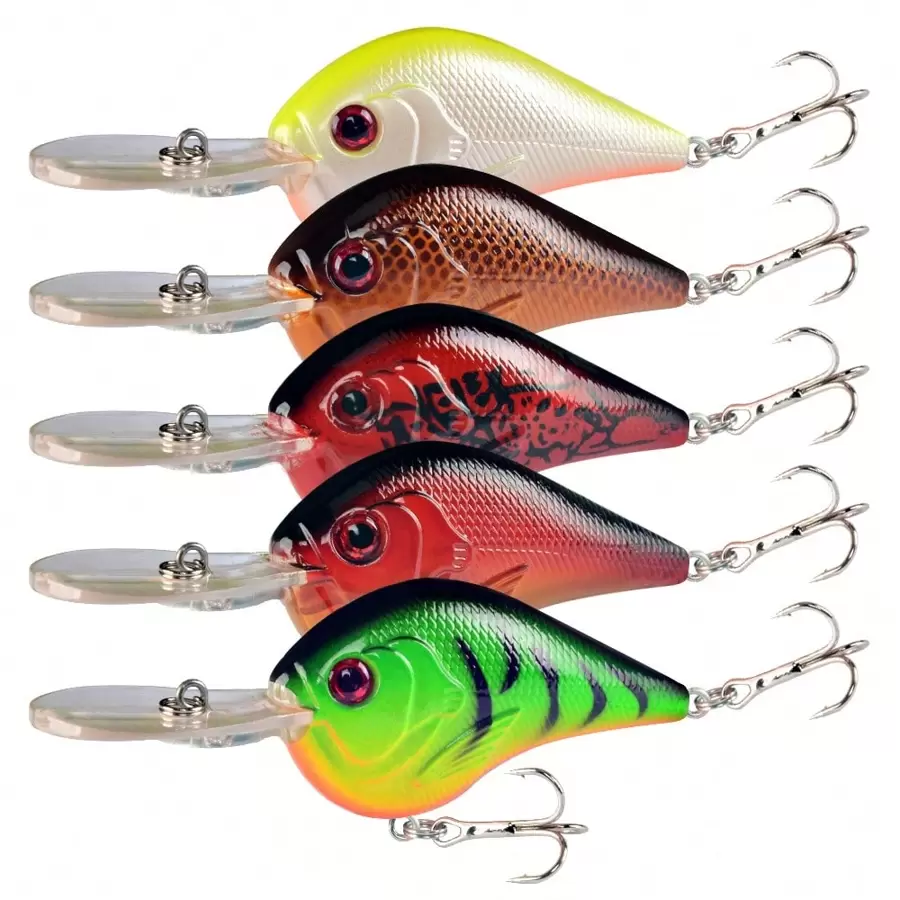 5pcs Hard Crank Fishing Lures For Pike Plastic Crankbaits 6# Hooks Fishing Tackle Bass - Multicolor - View 1