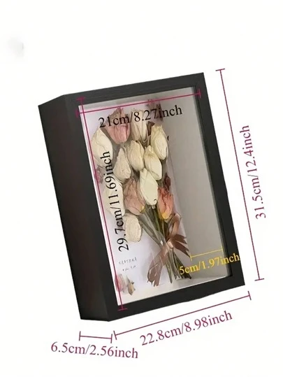 1pc 8inch 10inch A4 Shadow Box Frame, 3D Display Box Wooden Photo Frame 5cm Deep Tabletop Wall Frame For Memorabilia, Wedding Keepsakes, Crafts, Tickets, Photos