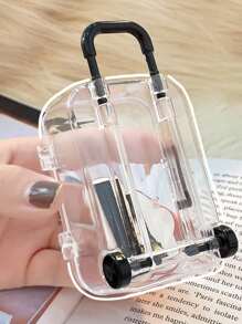 Minimalist Mini Wheeled Storage Box, Transparent Mobile Jewelry Box, Desktop Earring & Hair Accessory Organizer - Luggage Storage Box - View 4