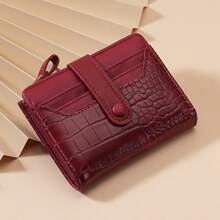 Crocodile Pattern Multi-Slot Wallet, Macaron Color Short Wallet, Daily Minimalist Multi-Layer Wallet, Versatile Fresh Card Holder