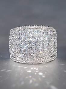 1pc Exquisite Cubic Zirconia Ring, Suitable For Women, Suitable For Weddings, Engagements, Anniversaries, Parties, Valentine's Day And Other Occasions - 1# - View 2