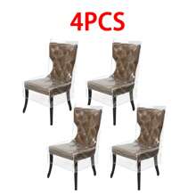 1/2/4/6pcs Plastic Chair Covers With Backrest, PVC Transparent Waterproof Chair Slipcover, Prevent Dust/Stain/Spillage For Kitchen, Party - White - View 9