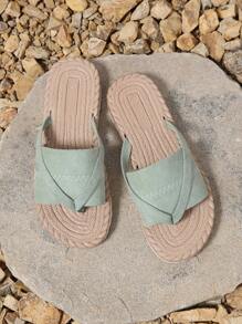 Women Fashionable Beach Flip Flops, Large Size Toe Ring Sandals For Outdoor Vacation