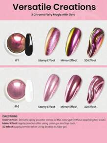 8pcs/Set, 1g/Pc, Y2K Mirror Powder, Nail Art Holographic Aurora Powder Powder, Suitable For Nail Decoration - Multi-Color Options - Multicolor - View 6