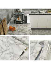 1 Roll Self-Adhesive White Marble Vinyl Contact Paper, Waterproof Wallpaper For Kitchen Cabinets, Countertops, Furniture, Room Decor, In Stone And Wood Style, Easy To Apply And Remove, Random Patterns And Stripes Gifts Birthday Graduation Home Decor Wall Decor Bathroom Decor Bedroom Decor Room Decoration Stuff Living Room Decor House Decor Home Decor Living Room Wall Art Wall Paper Stickers Personalised Stickers