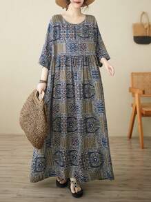 2026年中国春节上衣，妈妈度假连衣裙，夏季女士波西米亚休闲度假沙滩裙，上衣，大码连衣裙，睡衣内搭