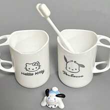 Sanrio 1pc.Cute Metal Patch Sanrio Wash Cup Highly Attractive Couple Dormitory Home Plastic Toothbrush Cup