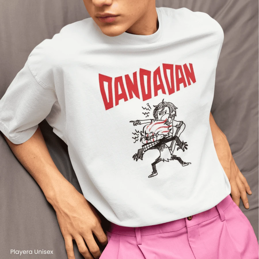Dandadan Momo y Okarun Camiseta Unisex Anime - Blanco - Ver 1