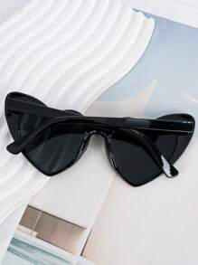 Women's Black Heart-Shaped Fashion Glasses, PC Frames, Hiking, Plastic Hinges, Fashion , Hip Hop Rock Style For Summer Beach Vacation,Outdoor,Travel