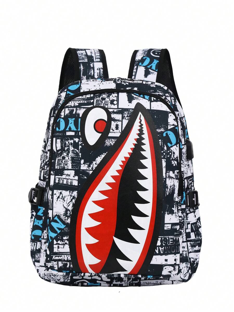 New Fashion Simple & Spacious Backpack, Casual College Style Student Backpack, Versatile Travel Daypack - Black - View 1