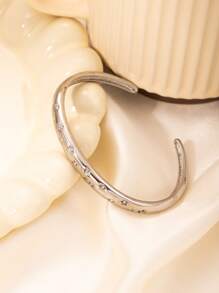 1pc Luxury Stainless Steel 18k Gold Plated Rhinestone Star Bangle Bracelet, Suitable Gift For Women, Perfect For Dates