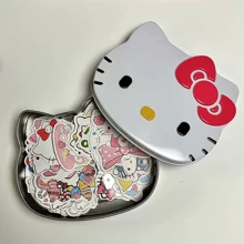 Sanrio Caja de almacenamiento de metal portátil de Hello Kitty de Sanrio: caja de almacenamiento de escritorio ligera y redonda para joyas, papelería y pegatinas con un diseño vibrante del personaje, caja de almacenamiento para el cajón del escritorio, Sanrio