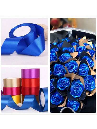 1 rollo de 4 cm x 25 yardas de cinta de regalo con flores coloridas, para decoración de rosas hechas a mano, lazos para cajas de regalo, decoración de bodas