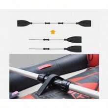 Trintion 2 Pack 128cm Kayak Paddles Adjustable Portable Boat Oars Aluminum Alloy Detachable Afloat Kayak Oars Boat Rafting Canoe Paddle Tool For Inflatable Boat Kayak - Sliver Black - View 3