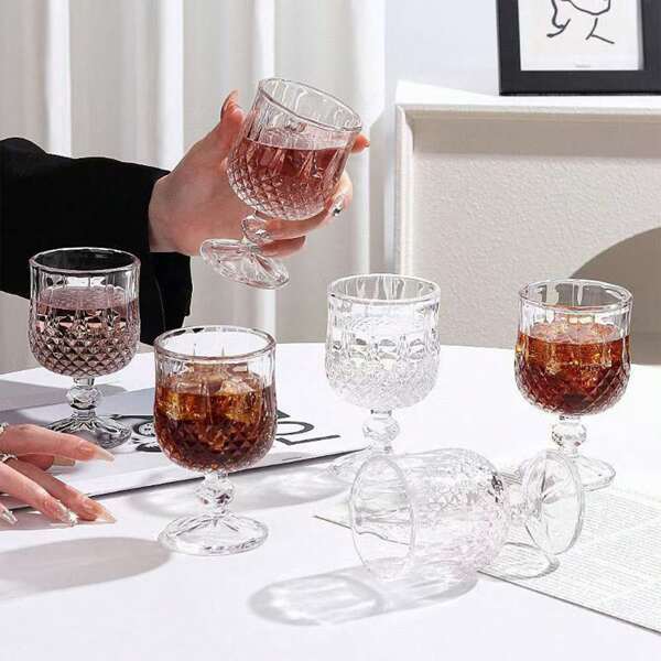 Zestaw 6 szt./4 szt./2 szt./1 szt. Szklanki z wzorem diamentowym, odporne na ciepło i zimno, 200 ml przezroczyste szklanki, odpowiednie do domu, gości, whisky, brandy, wódki, kawy, imprezy, wesela, mogą być używane jako prezenty