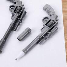 2pcs/Set Revolver Pistol Shaped Ballpoint Pens Blue Ink Signature Pen Stationery For Students Back To School