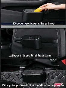 1 pieza Papelera de coche con tapa, disponible en 4 colores (negro, azul, blanco, rosa), mini papelera a prueba de fugas con tapa de apertura a presión, apta para coche, oficina, cocina, dormitorio, excelente como regalo para mujer