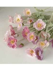 1 Flor artificial de amapola para decoración del hogar, flor de seda con tallo, adornos de flores artificiales para decoración de fiestas, bodas, restaurantes, mesas, ramos, regalos, cumpleaños, graduaciones, jardín, exterior, jardinería, flores falsas.