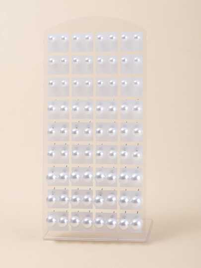 36 piezas/12 piezas Pendientes de perla acrílica blanca, las pequeñas imperfecciones superficiales son normales, sin tarjeta incluida