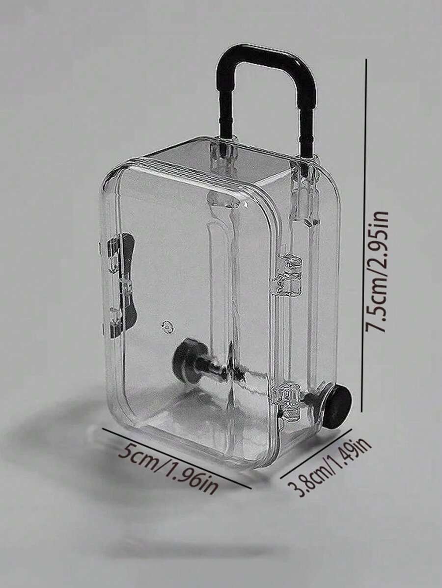Minimalist Mini Wheeled Storage Box, Transparent Mobile Jewelry Box, Desktop Earring & Hair Accessory Organizer - Luggage Storage Box - View 1