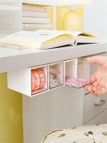 1pc White Wall Mounted Swab Storage Box & Transparent Clear Drawer Organizer For Bathroom Hair Accessories And Jewelries Home Bathroom Decor Summer Makeup Organizer