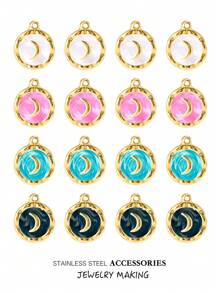 3/5pcs Gold Color Stainless Steel Enamel Charms Pendants For DIY Earrings Necklace Jewelry Making Supplies Handcrafted Oil Dripping Personalized