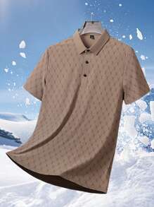 Polo de verano sin costuras y transpirable para hombres, camiseta de manga corta con cuello estilo empresarial y estampado de letras, top casual agradable a la piel