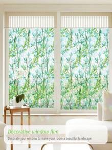 窗户隐私膜彩色玻璃窗膜 3D 装饰窗贴，防晒静电可移除玻璃门膜，家居装饰窗罩非粘性