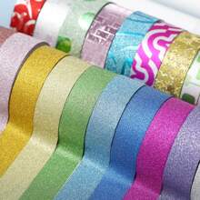 10 Rolls Of 0.59in * 118.11in Gold Onion Film Tape With Flashing Powder, DIY Diary Decoration, Self-Adhesive Decorative Tape, Suitable For Parties