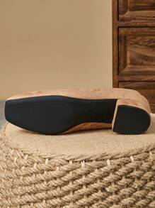 Women's Square Toe Low-Cut Slip-On Pumps, Outdoor/Travel/Casual Versatile Camel Color Fashion Chic Loafers