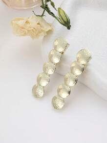 2 Pcs Metal Mini Circle Patchwork Straight Clip, Elegant & Cute Decorative Hair Clip, Bohemia Style Zinc Alloy