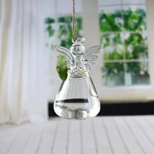 1 pieza Nuevo jarrón colgante de cristal con forma de ángel, vaso de flores creativo, decoración para el hogar y la oficina, regalo del Día de San Valentín, maceta para cultivo hidropónico