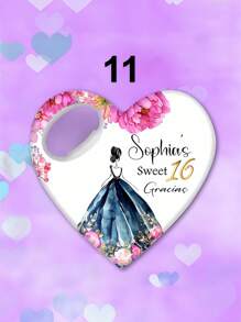 1pc/Bulk Customized 15th Birthday Party Favor, Princess Rose Heart-Shaped Bottle Opener, Sweet 15th Birthday Fridge Magnet, 15th Birthday Party Guest Gift Souvenir, Suitable For 15 Year Old Girls - Multicolor - View 32