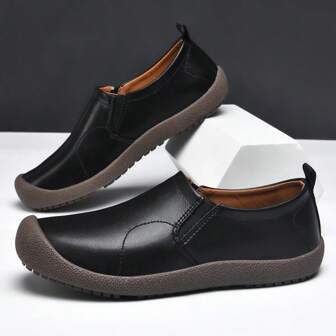 男士休闲宽头轻便户外乐福鞋、一脚蹬休闲鞋