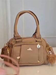 Women Travel Bag Lightweight Small Multi-Pocket Portable Messenger Bag Large Capacity For Daily Commuting Bowling - 卡其色 - 查看 2