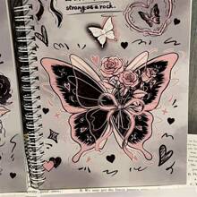 2 Pcs A5 Coil Notebooks Butterfly Gaomei Ins Style Gaomei Notebook Girls' Notebook Student Homework Notebook (Style And Color Random)